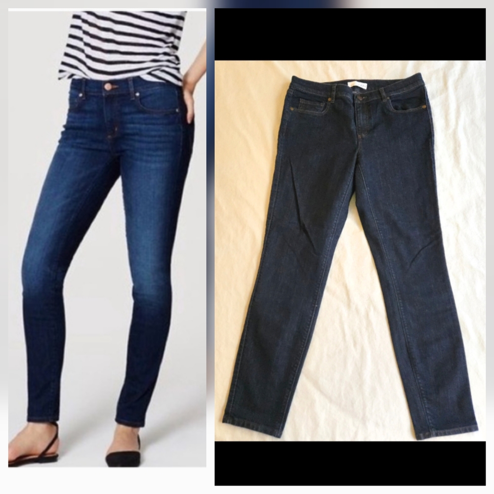LOFT Indigo Navy Blue Stretch Denim Skinny Ankle Jeans EB3